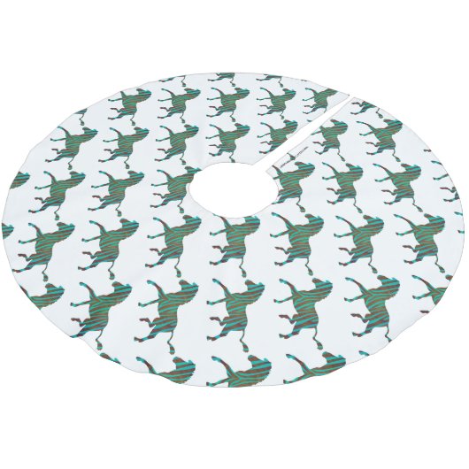 Zebra, zwart en groen afdrukken kerstboom rok (Gekanteld)