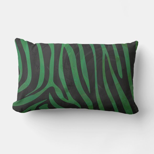 Zebra, zwart en groen afdrukken kussen (Voorkant)