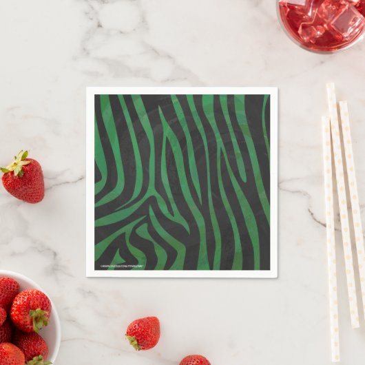 Zebra, zwart en groen afdrukken servet (Insitu)