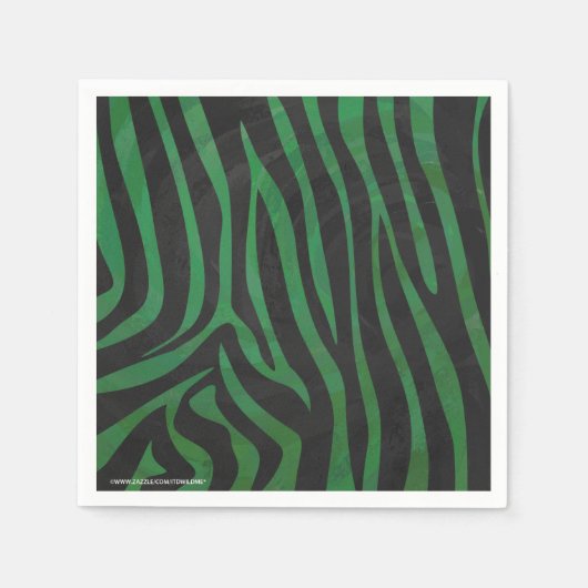 Zebra, zwart en groen afdrukken servet (Voorkant)