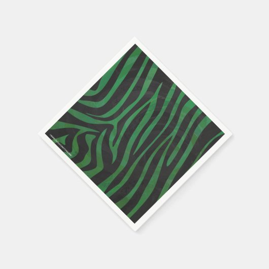 Zebra, zwart en groen afdrukken servet (Hoek)