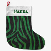 Zebra zwart en groen grote kerstsok (Voorkant)