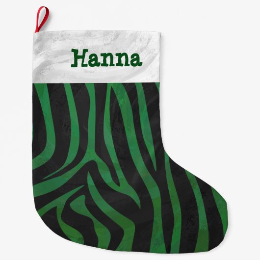Zebra zwart en groen grote kerstsok (Voorkant)
