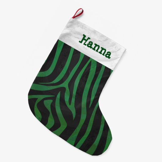 Zebra zwart en groen grote kerstsok (Voorkant (Hangend))