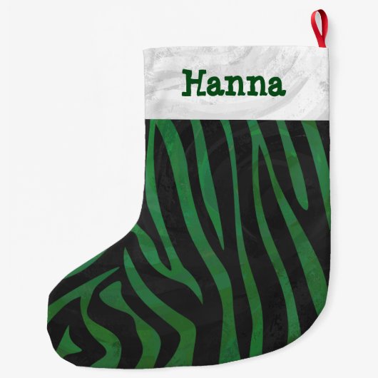 Zebra zwart en groen grote kerstsok (Achterkant)