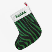 Zebra zwart en groen grote kerstsok (Achterkant (Hangend))