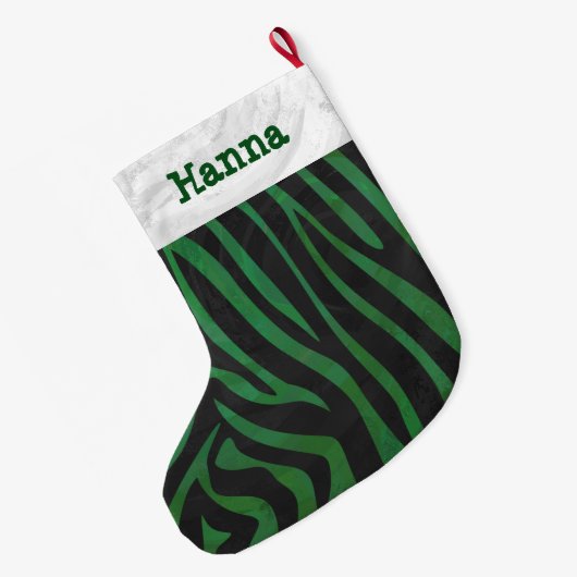Zebra zwart en groen grote kerstsok (Achterkant (Hangend))