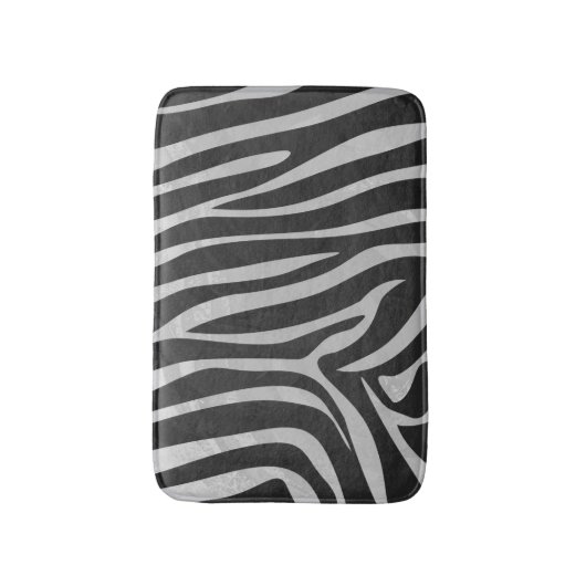Zebra, zwart en licht grijs afdrukken badmat (Voorkant Verticaal)