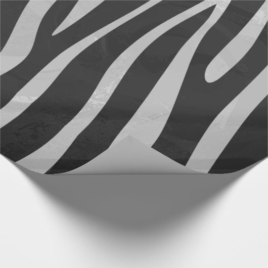 Zebra, zwart en licht grijs afdrukken cadeaupapier (Hoek)