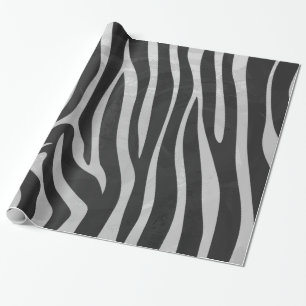 Zebra, zwart en licht grijs afdrukken cadeaupapier