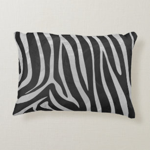 Zebra, zwart en licht grijs afdrukken decoratief kussen