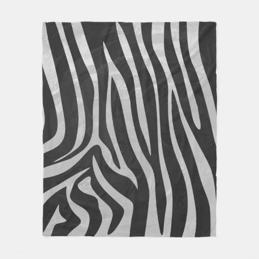 Zebra, zwart en licht grijs afdrukken fleece deken (Voorkant)
