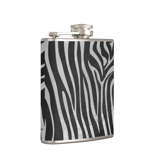 Zebra, zwart en licht grijs afdrukken heupfles (Rechts)