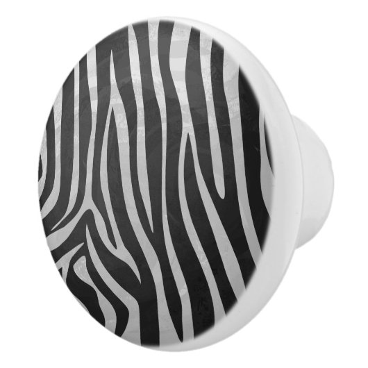 Zebra, zwart en licht grijs afdrukken keramische knop (Rechts)