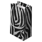 Zebra, zwart en licht grijs afdrukken klein cadeauzakje (Achterkant Gekanteld)