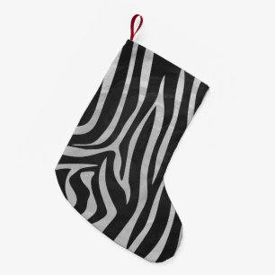 Zebra, zwart en licht grijs afdrukken kleine kerstsok