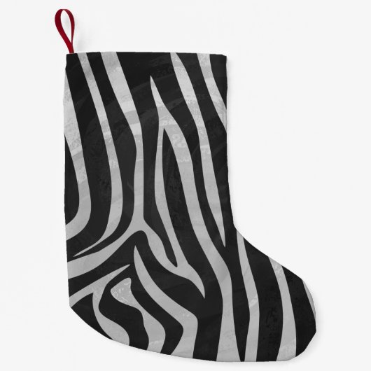 Zebra, zwart en licht grijs afdrukken kleine kerstsok (Voorkant)
