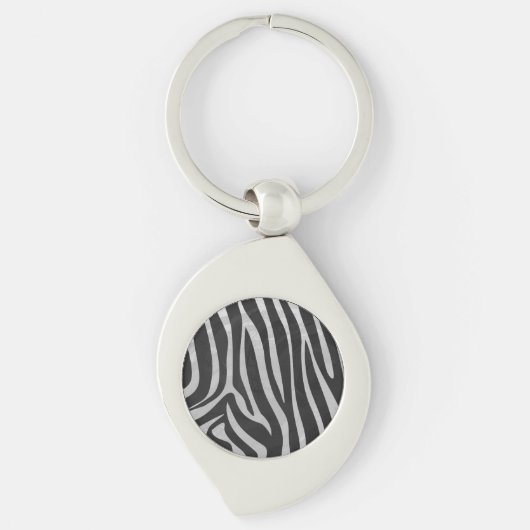 Zebra, zwart en licht grijs afdrukken sleutelhanger (Voorkant)