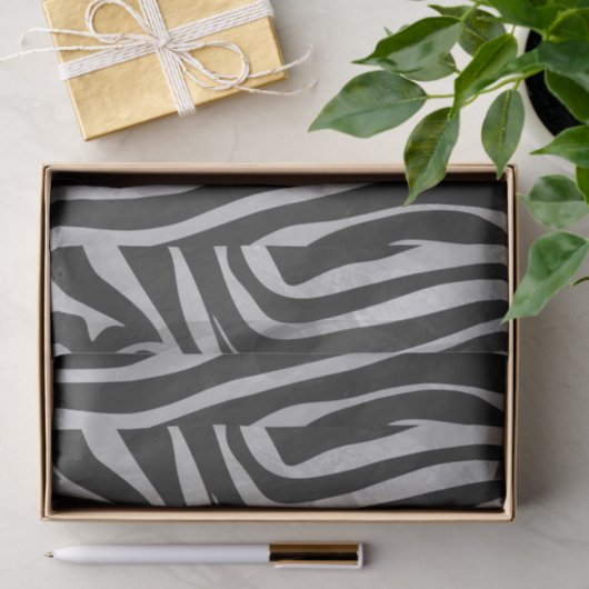 Zebra, zwart en licht grijs afdrukken tissuepapier (Geschenk)