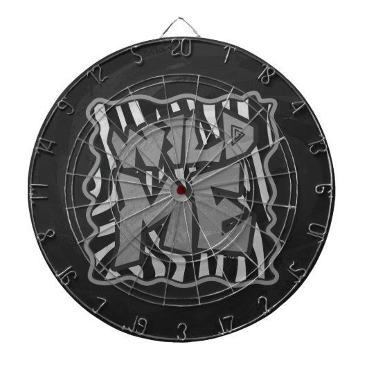 Zebra Zwart en Lichtgrijs Wild Me Dartbord (Voorkant)