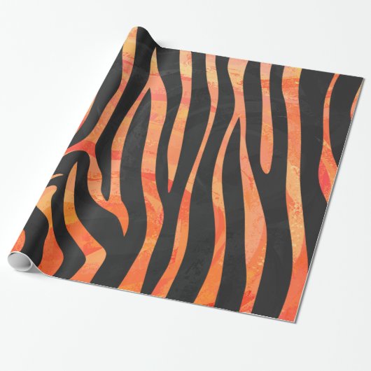 Zebra, zwart en Oranje afdrukken Cadeaupapier (Uitgerold)