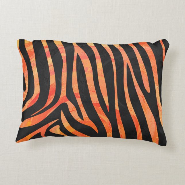 Zebra, zwart en Oranje afdrukken Decoratief Kussen (Achterkant)