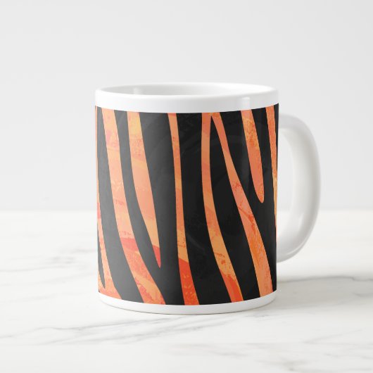 Zebra, zwart en Oranje afdrukken Grote Koffiekop (Voorkant rechts)