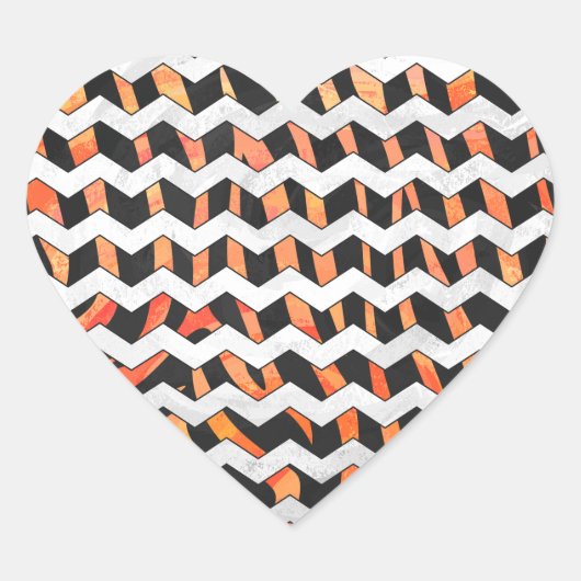 Zebra, zwart en Oranje afdrukken Hart Sticker (Voorkant)