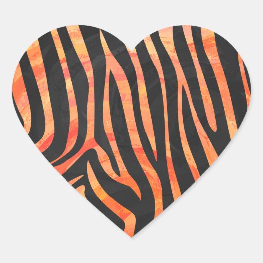 Zebra, zwart en Oranje afdrukken Hart Sticker (Voorkant)