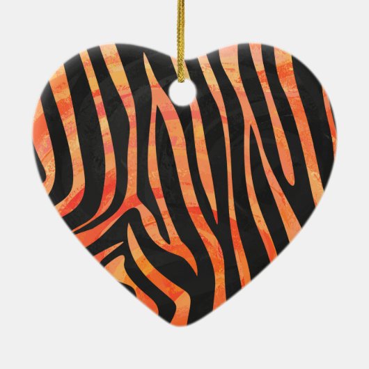 Zebra, zwart en Oranje afdrukken Keramisch Ornament (Achterkant)