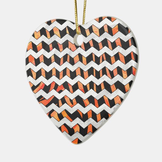 Zebra, zwart en Oranje afdrukken Keramisch Ornament (Links)