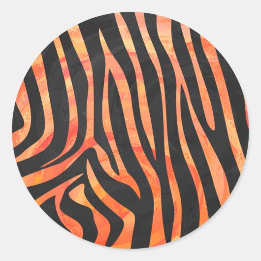 Zebra, zwart en Oranje afdrukken Ronde Sticker (Voorkant)
