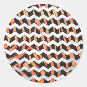 Zebra, zwart en Oranje afdrukken Ronde Sticker