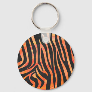 Zebra, zwart en Oranje afdrukken Sleutelhanger