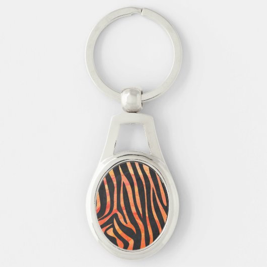 Zebra, zwart en Oranje afdrukken Sleutelhanger (Voorkant)