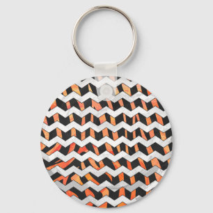Zebra, zwart en Oranje afdrukken Sleutelhanger