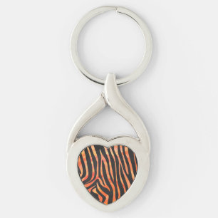 Zebra, zwart en Oranje afdrukken Sleutelhanger