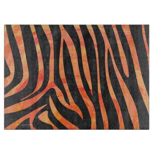 Zebra, zwart en Oranje afdrukken Snijplank (Voorkant)