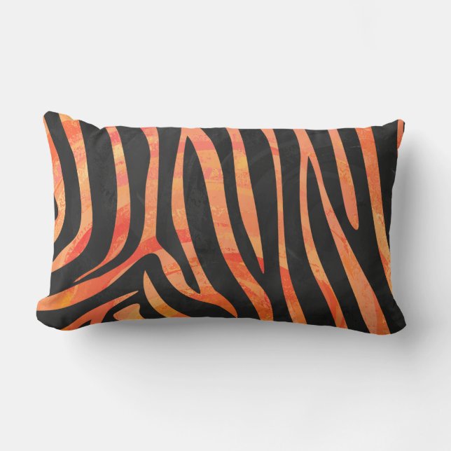 Zebra zwart en oranje print kussen (Voorkant)