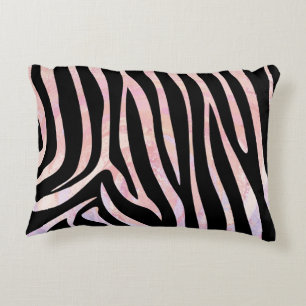Zebra, zwart en roze afdrukken accent kussen