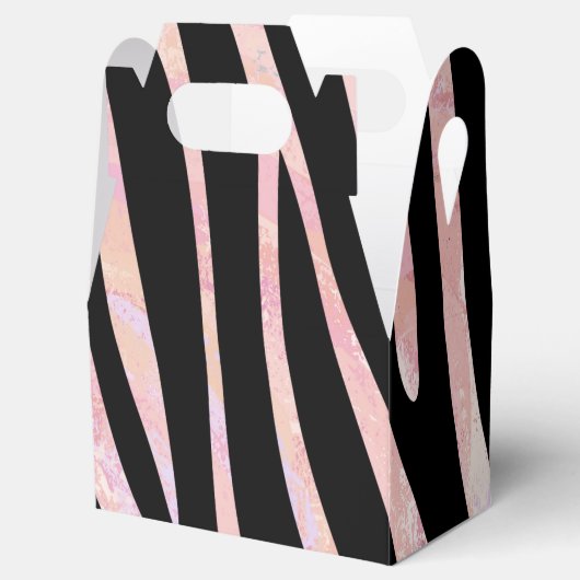 Zebra, zwart en roze afdrukken bedankdoosjes (Geopend)