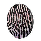 Zebra, zwart en roze afdrukken dartbord (Voorkant Rechts)