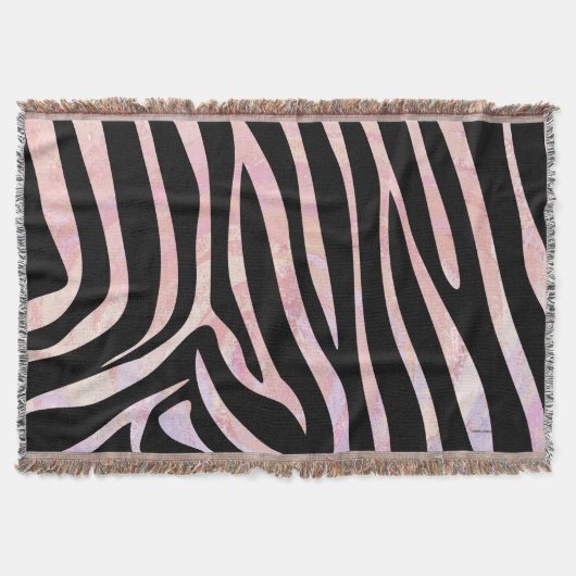 Zebra, zwart en roze afdrukken deken (Voorkant)
