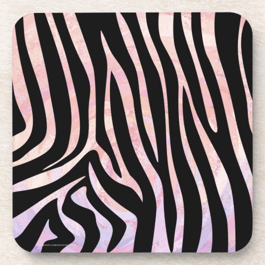 Zebra, zwart en roze afdrukken drankjes onderzetter (Voorkant)