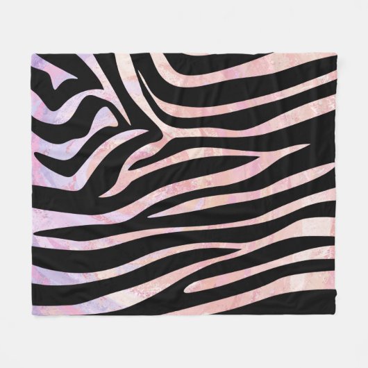 Zebra, zwart en roze afdrukken fleece deken (Voorkant (Horizontaal))
