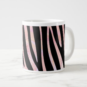 Zebra, zwart en roze afdrukken grote koffiekop