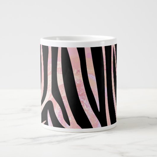 Zebra, zwart en roze afdrukken grote koffiekop (Voorkant)
