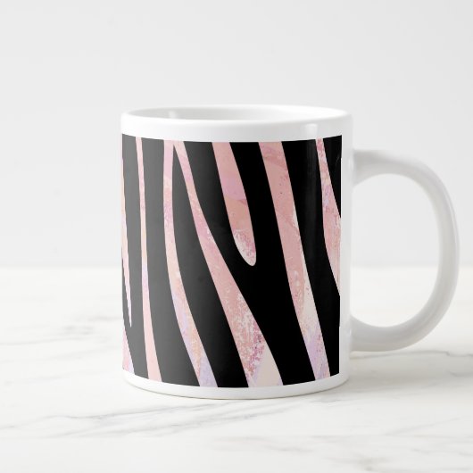 Zebra, zwart en roze afdrukken grote koffiekop (Rechts)