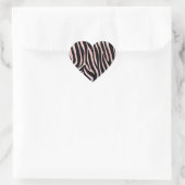 Zebra, zwart en roze afdrukken hart sticker (Tas)