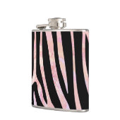 Zebra, zwart en roze afdrukken heupfles (Links)